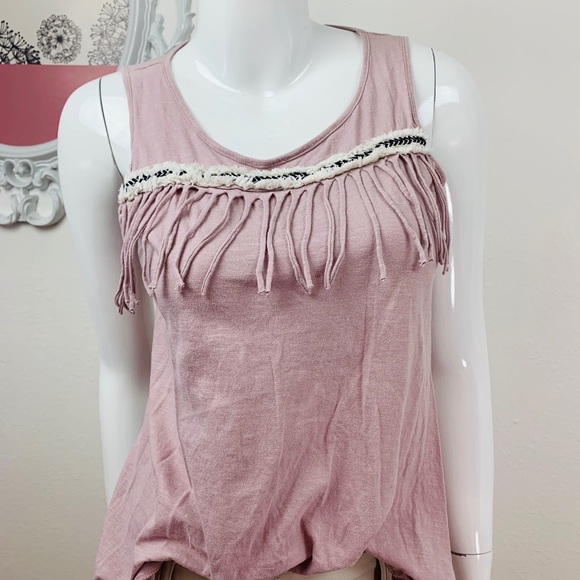 Easel / Fringed Embroider Lavender Tunic Tank Top - Picture 7 of 7